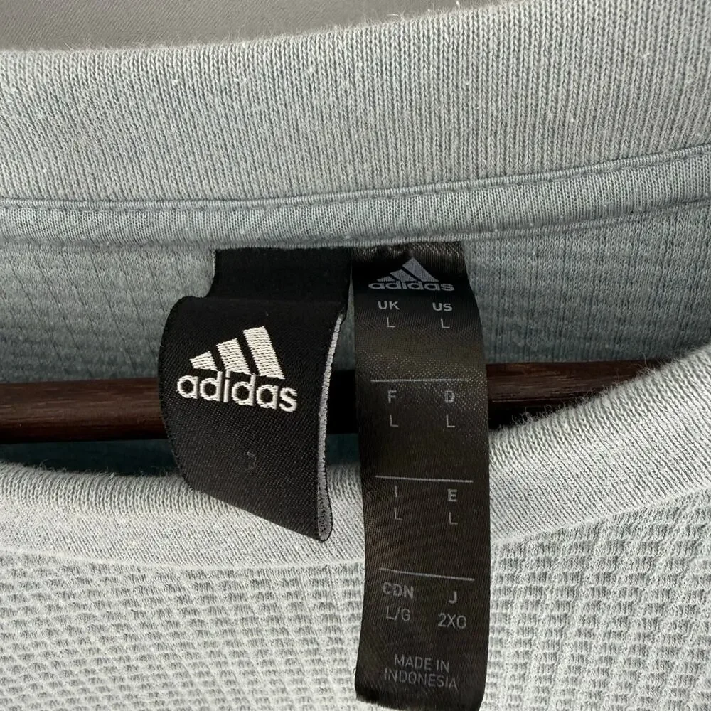 adidas Light Blue Waffle Crewneck Sweatshirt L